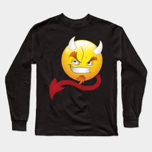 Devil Smiley Face Emoticon Long Sleeve T-Shirt